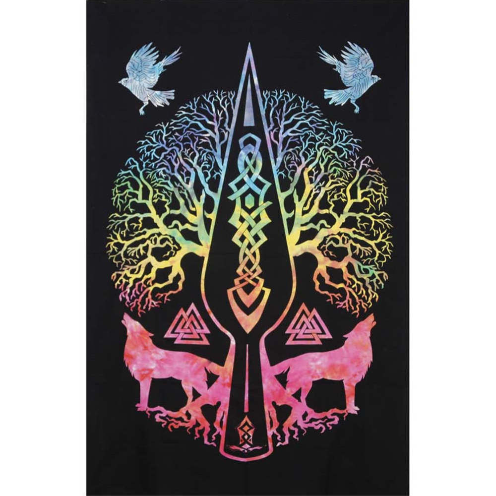 Tie Dye Wolf Tree Tapestry by Zest For Life